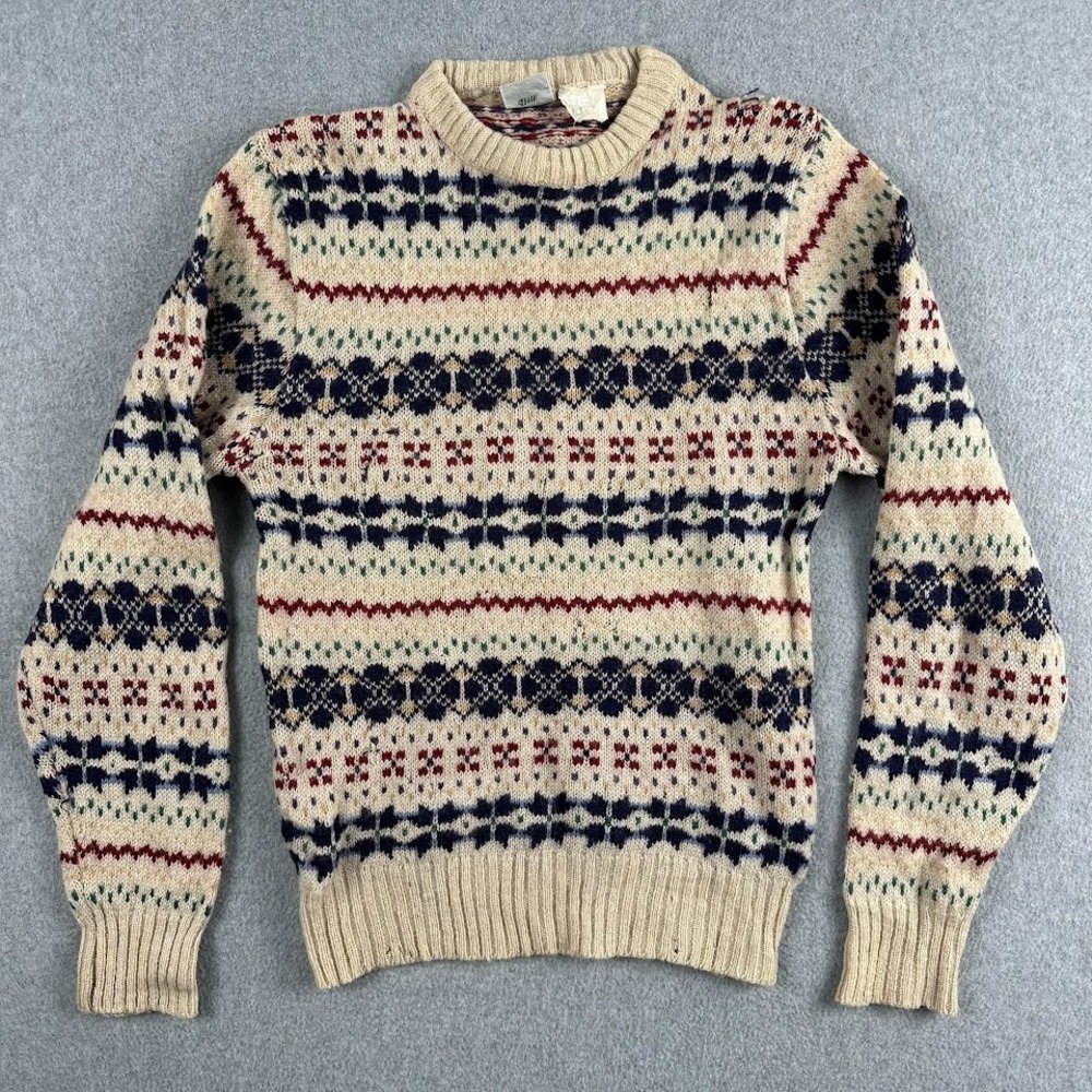 Vintage 80's Fair Isle Sweater 100% Shetland Wool Sweetbriar Women's Size Medium